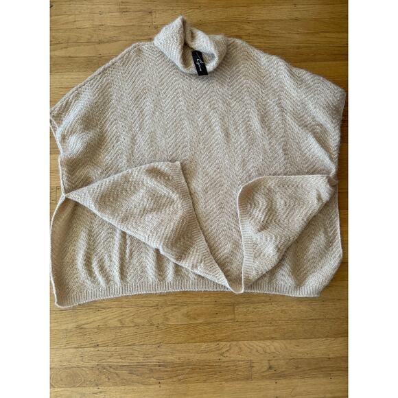 NWT Cejon sweater lightweight turtleneck short sleeve one size Oatmilk - Picture 2 of 9